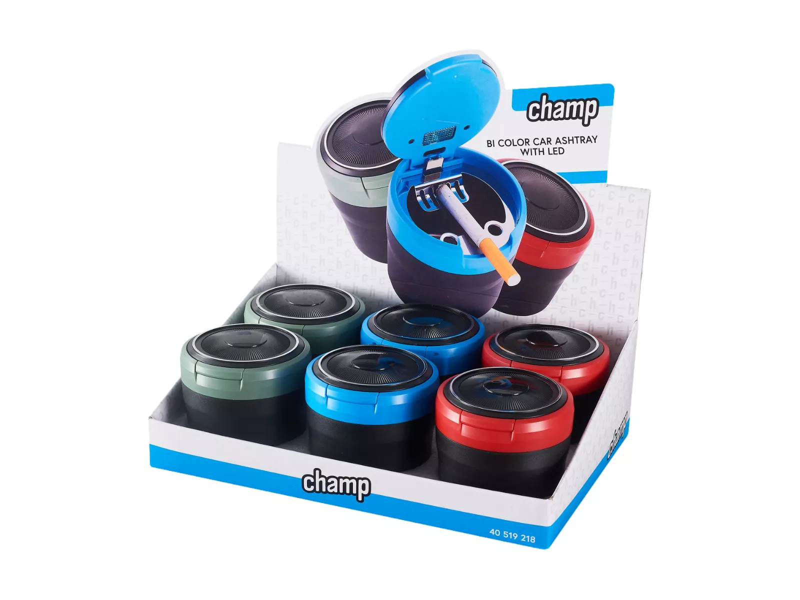 Aschenbecher mit LED, versch. Farben, Disp. x6