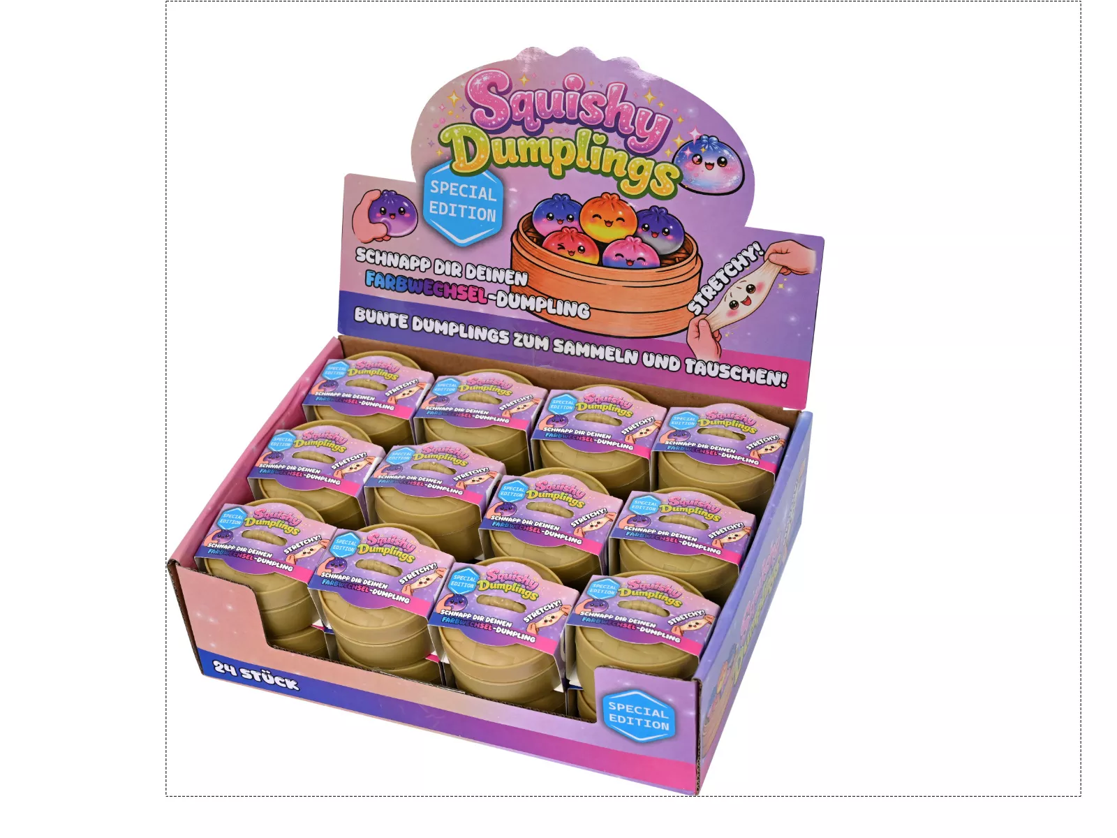 Squishy Quetsch Dumpling, 4-fach sort., 24er Disp