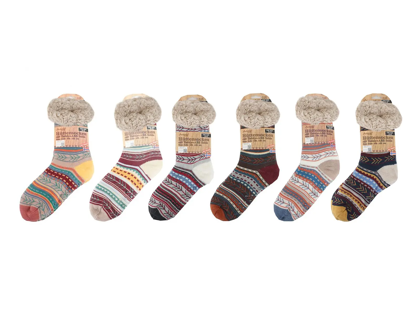 Hüttensocken Damen Indian, ONESIZE m.Teddy +ABS
