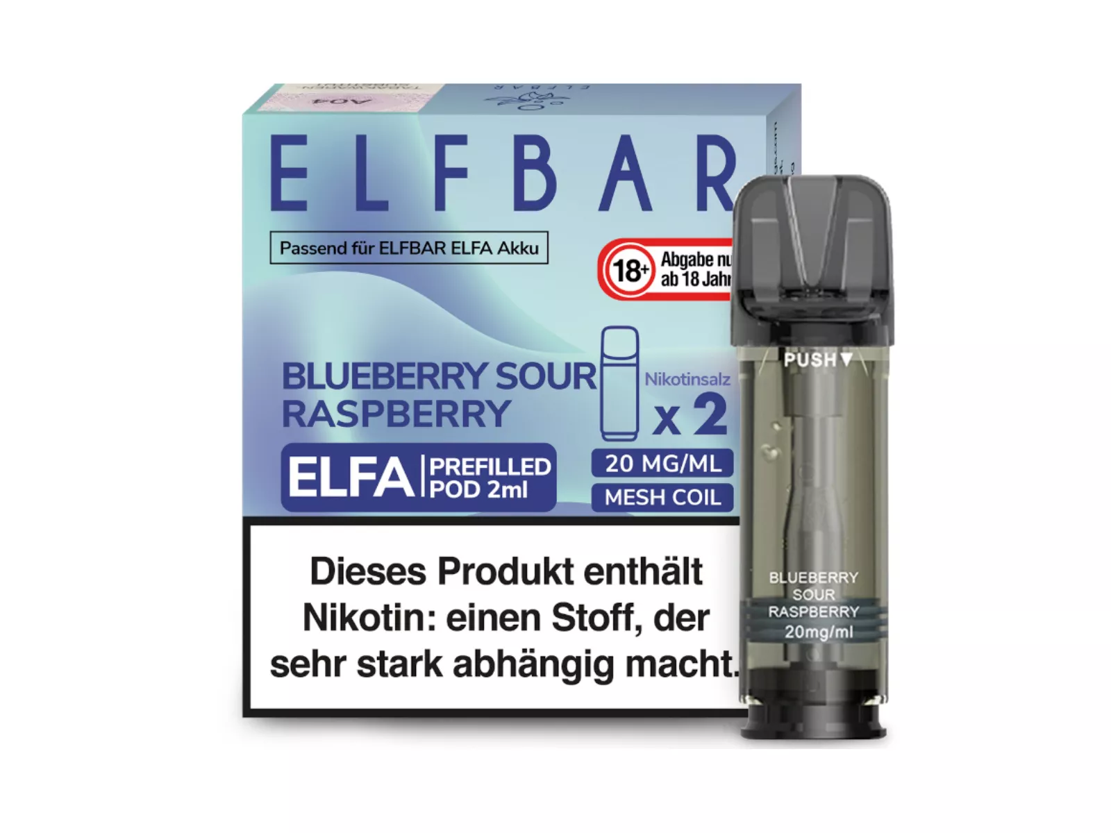 ELFBAR Elfa Pod, 20mg/ml Blueberry Sour Rasp. VE10