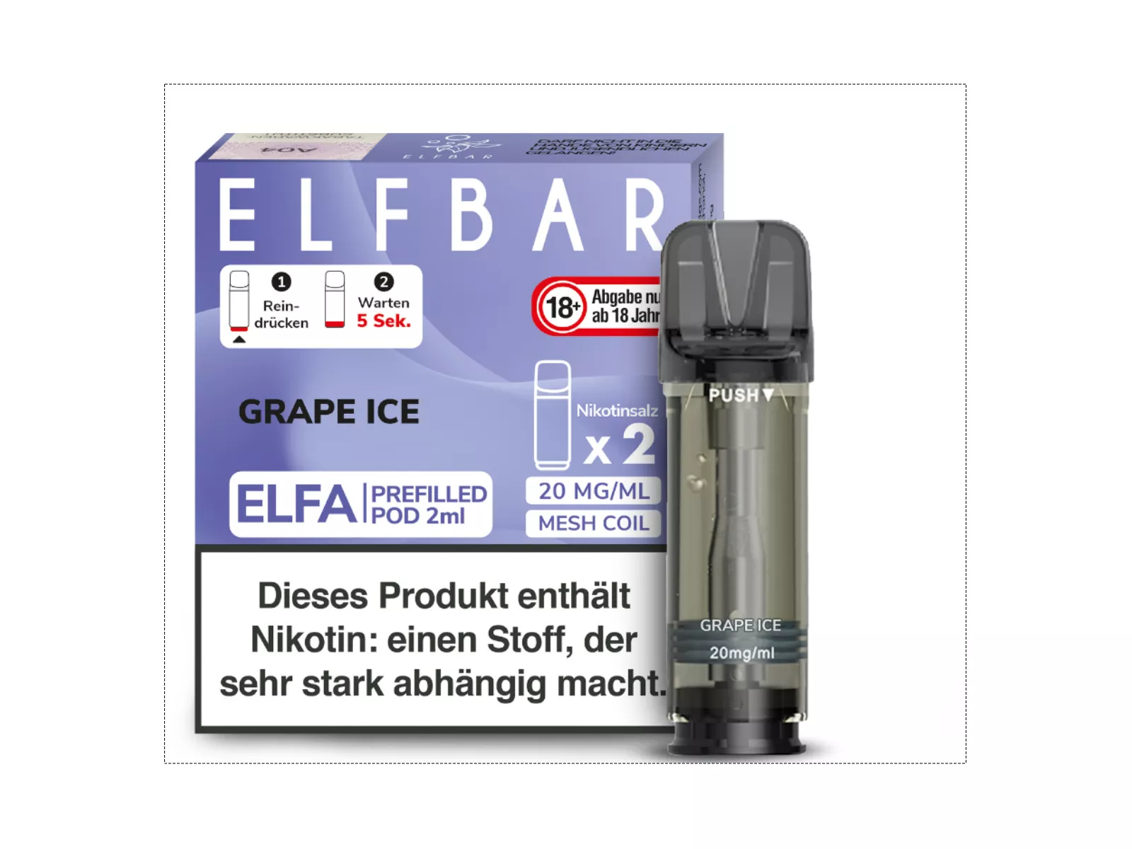 ELFBAR Elfa Pod, 20mg/ml, Grape Ice VE10