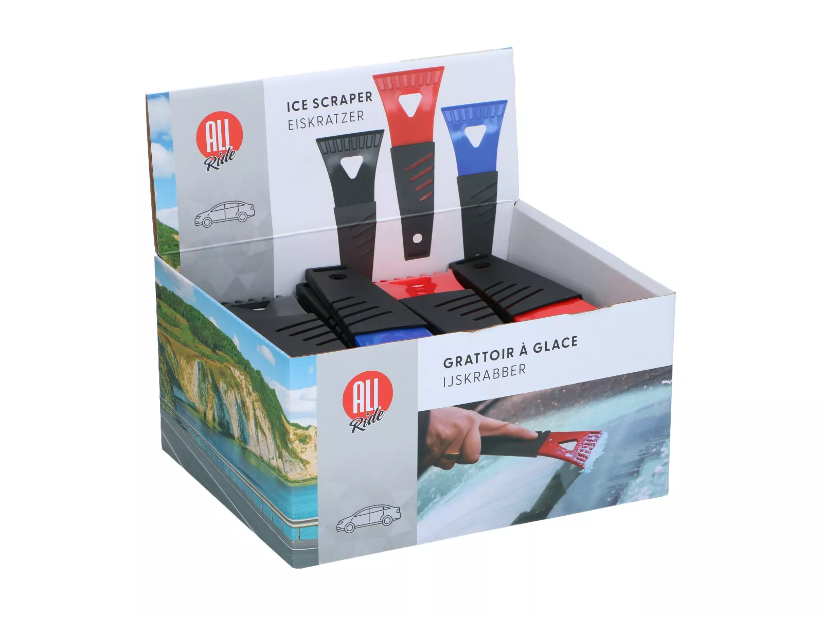 Eiskratzer 7,5 x 18 cm, 3 Farben, 48er Display