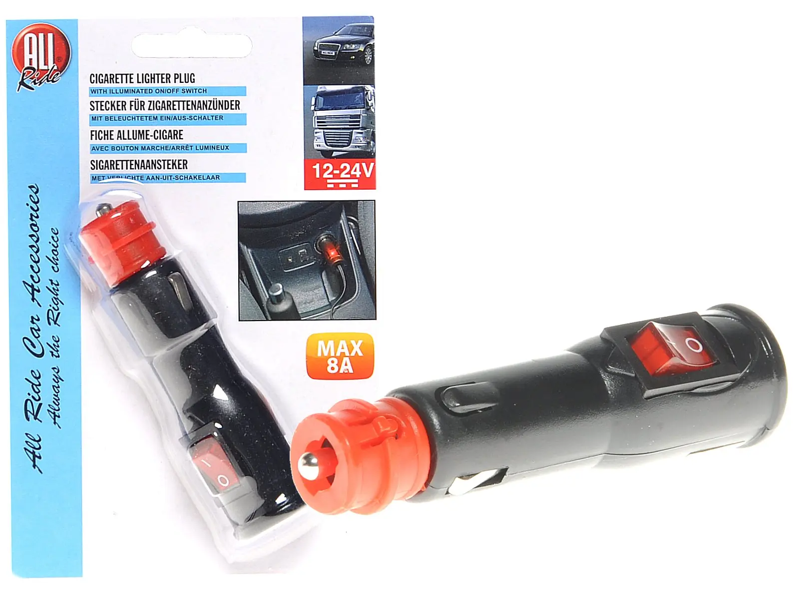 Stecker rot 12/24V mit Schalter 8A